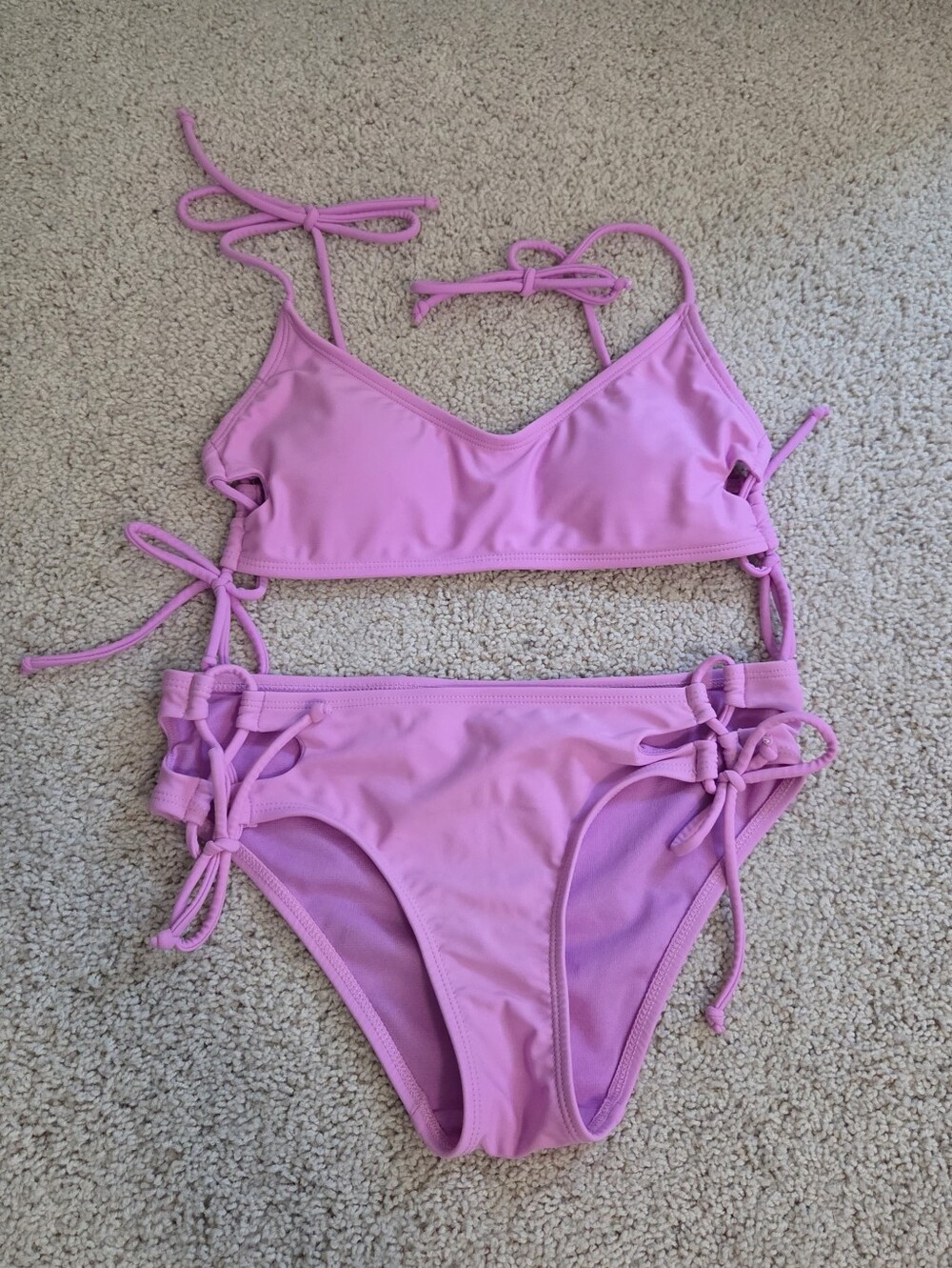 No Boundaries Light Pink Tie Bikini Set